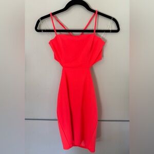 MIDNIGHT DOLL *NWT* Neon Coral Cutout Bodycon Dress Sz S